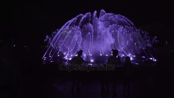 在大东海广场素材视频光音乐唱歌喷泉的夜景